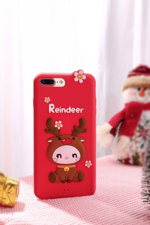 LOFTER Nice Girls Phone Cases A Gift Set Covers Cute 3D Reindeer Flower Silicone TPU Wrist Lanyard Strap For iPhone 7P/8P (4814)