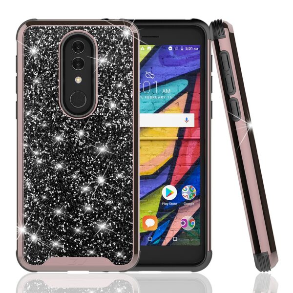 Alcatel Onyx ZV Rubberized Dual Layered Full Diamond Hybrid Series Case with Silicon Hybrid Cover in(150)