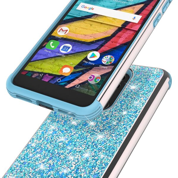 Alcatel Onyx ZV Rubberized Dual Layered Full Diamond Hybrid Series Case with Silicon Hybrid Cover in ZV Blister Packaging - Baby Blue(148)