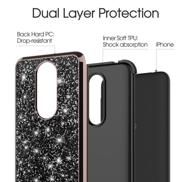 Alcatel Onyx ZV Rubberized Dual Layered Full Diamond Hybrid Series Case with Silicon Hybrid Cover in(150)