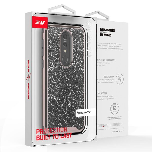 Alcatel Onyx ZV Rubberized Dual Layered Full Diamond Hybrid Series Case with Silicon Hybrid Cover in(150)