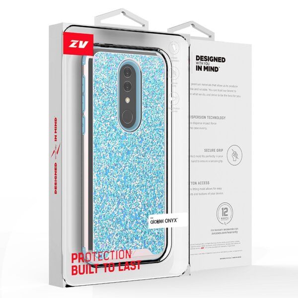 Alcatel Onyx ZV Rubberized Dual Layered Full Diamond Hybrid Series Case with Silicon Hybrid Cover in ZV Blister Packaging - Baby Blue(148)
