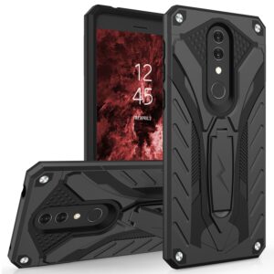 Alcatel Onyx Zizo Static Series Dual Layered Hybrid Case with Kickstand - Black / Black(157)