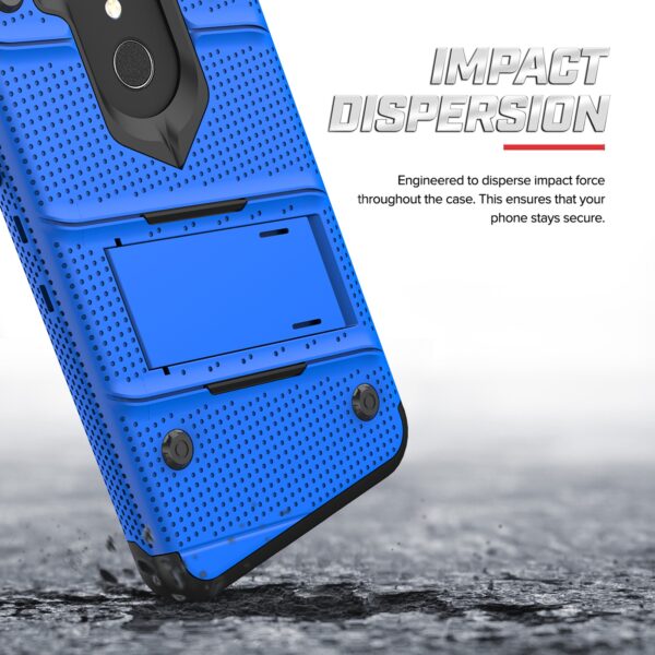 Alcatel Onyx BOLT Case w/ Built In Kickstand Holster and Full Glass Screen Protector- Blue / Black(153)