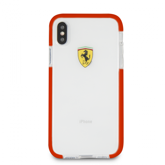 IPHONE X & IPHONE XS FERRARI ON TRACK COLLECTION, TPU/PC RED TRANSPARENT SHOCK ABSORPTION CASE WITH(131)