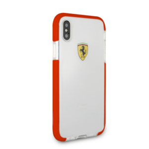 IPHONE X & IPHONE XS FERRARI ON TRACK COLLECTION, TPU/PC RED TRANSPARENT SHOCK ABSORPTION CASE WITH(131)