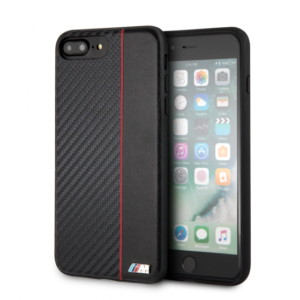 IPHONE 8 PLUS & IPHONE 7 PLUS BMW NAVY STRIPE/ PU CARBON FIBER HARD CASE(133)