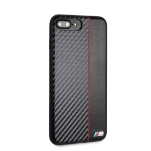 IPHONE 8 PLUS & IPHONE 7 PLUS BMW NAVY STRIPE/ PU CARBON FIBER HARD CASE(133)