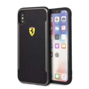 iPhone XS Max Ferrari Black Hard Case with Printed Carbon Effect(113)