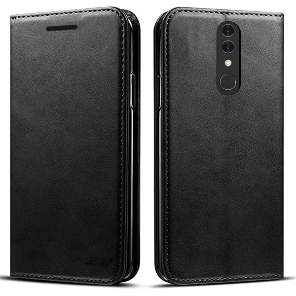 Alcatel Onyx ZV Wallet Pouch Series Case with Card Holders and Magnetic Flap Closure - Black Leather(144)