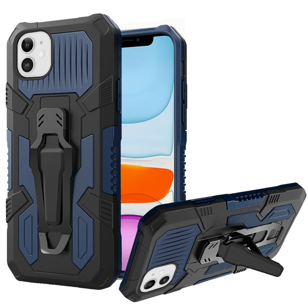 Apple iPhone 11 6.1 Travel Kickstand Clip Hybrid Case Cover - Navy Blue (10948)