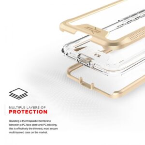 Alcatel Onyx Zizo ION Triple Layered Hybrid Case with Tempered Glass Screen Protector - Gold / Clear (762)