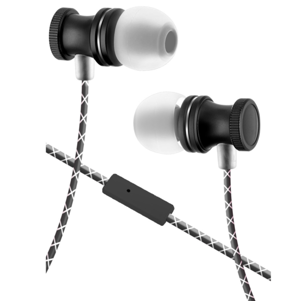 Premium Metal Stereo Earbuds with Mic Black HB886 (809)