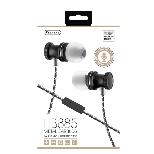 Premium Metal Stereo Earbuds with Mic Black HB886 (809)