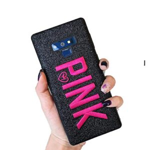 Galaxy S10 Victoria Secret Pink Bling Glitter Soft Case Black (498)