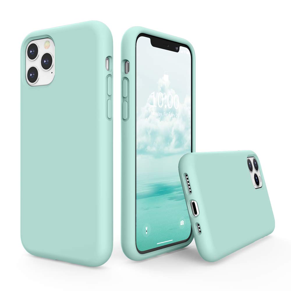 iPhone 11 Pro 5.8 Silicone Case , Liquid Silicone Full Body Thickening Design Phone Case (with Microfiber Lining) -Teal (4684)