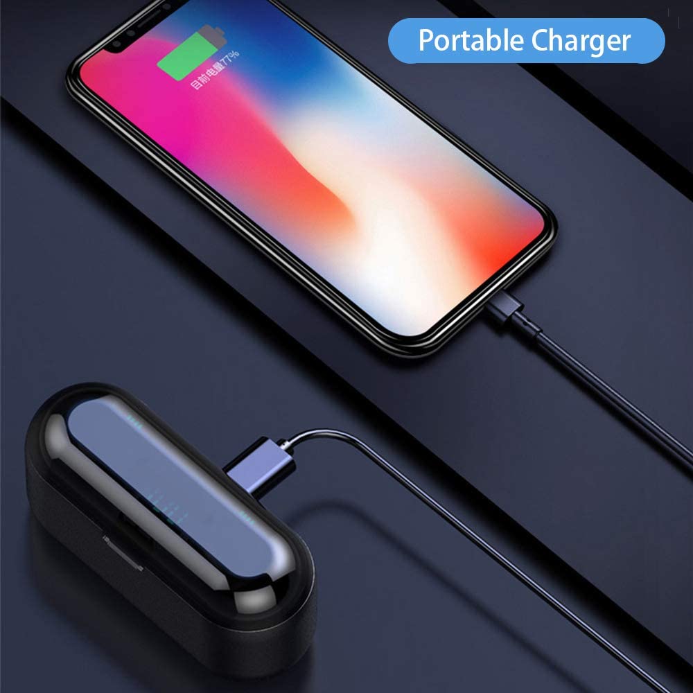 F9 Wireless LED Touch Bluetooth Earbuds for Iphone and Samsung Android Wireless Earphone and Portable Charger/Power Bank, Bluetooth 5.0 (10318)