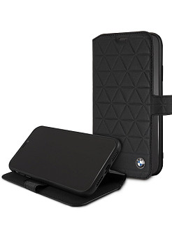 iPhone XR BMW Genuine Leather BookType Hard Case Hexagon(116)