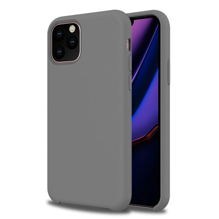 iPhone 11 Pro 5.8 Silicone Case , Liquid Silicone Full Body Thickening Design Phone Case (with Microfiber Lining) - Grey (4689)