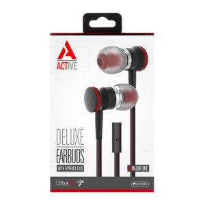 Deluxe Earbuds Stereo Earbuds with Mic and Case Red HA100(806)