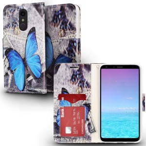 LG Stylo 4 Wallet Flap Pouch w/ TPU Inside in ZV - Vibrant Butterflies(216)