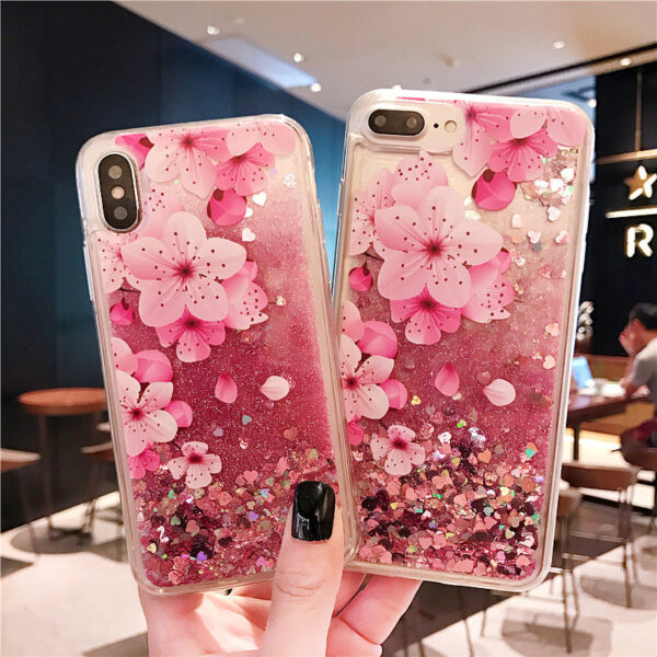 iphone X/Xs Quicksand Case Luxury Liquid Shiny Bling Flower Case (572)
