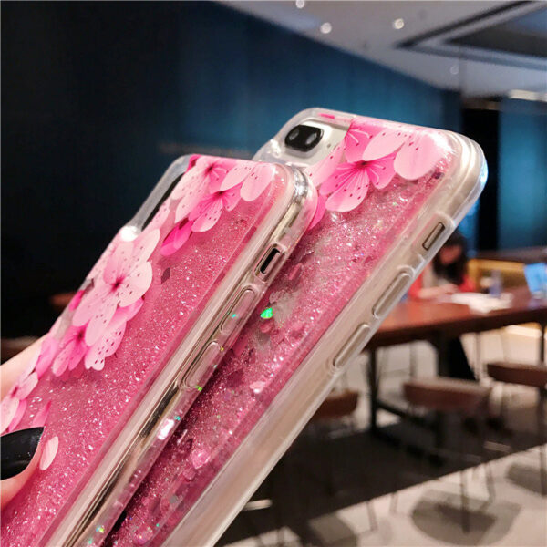 Nokia 3.1 Plus Quicksand Case Luxury Liquid Shiny Bling Flower Case (578)