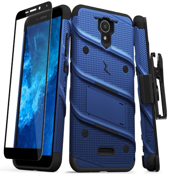 CRICKET ICON 2 ZIZO BOLT SERIES CASE WITH TEMPERED GLASS -BLUE & BLACK (11005)