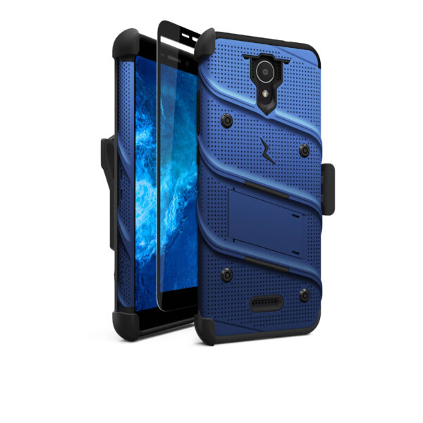 CRICKET ICON 2 ZIZO BOLT SERIES CASE WITH TEMPERED GLASS -BLUE & BLACK (11005)