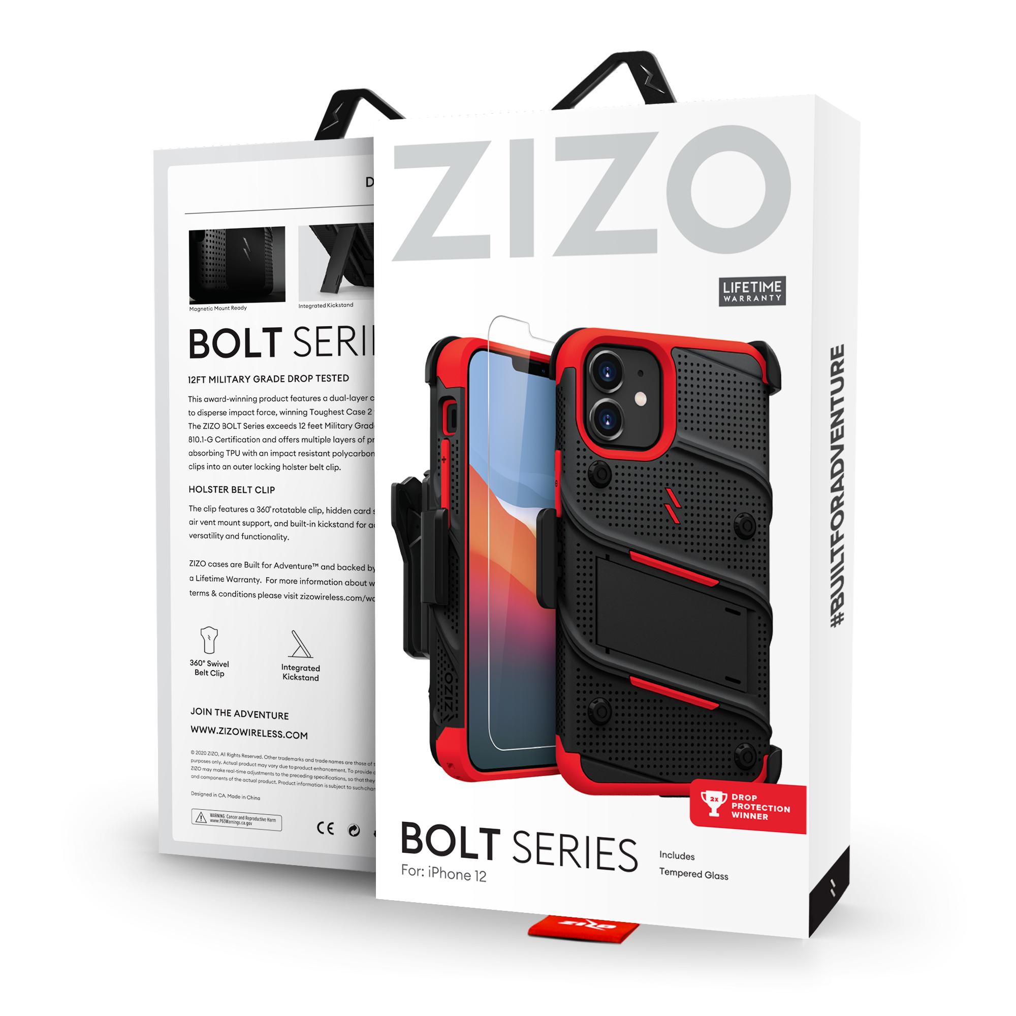 iPhone 12 Mini 5.4 ZIZO BOLT Series Case - Black & Red (110103)