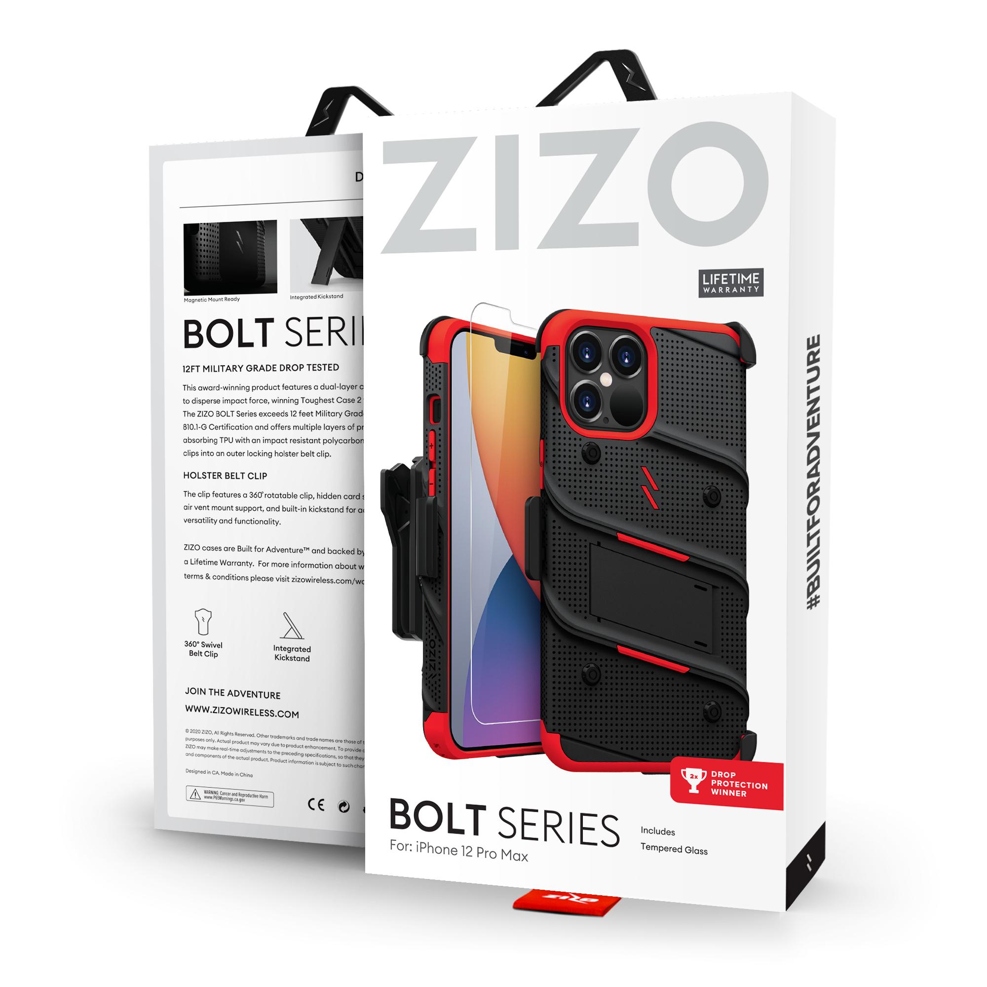 iPhone 12 Pro Max 6.7 ZIZO BOLT Series Case – Black & Red (110113)
