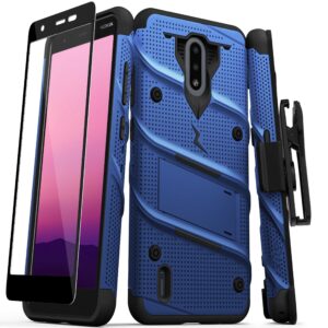 NOKIA C2 TAVA ZIZO BOLT SERIES CASE WITH TEMPERED GLASS - BLUE & BLACK(10109)