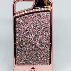 iPhone 6/7/8 LED Light Case Diamond Bling Rhinestone Hybrid TPU Hard PC Back Cover-Pink(677)