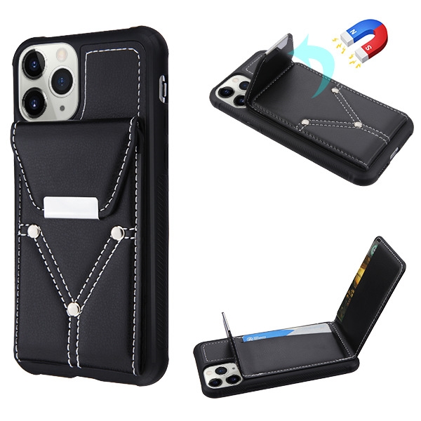 APPLE IPHONE 11 PRO MAX - MYBAT Buckle Wallet Cover with Magnetic buckle - BLACK (9505)
