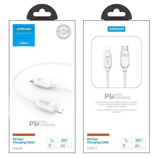 JOYROOM S-M412 PD Fast Charging Cable Apple MFI certified 8 Pin to USB-C / Type-C Data Cable, Length: 1m (White) (9467)