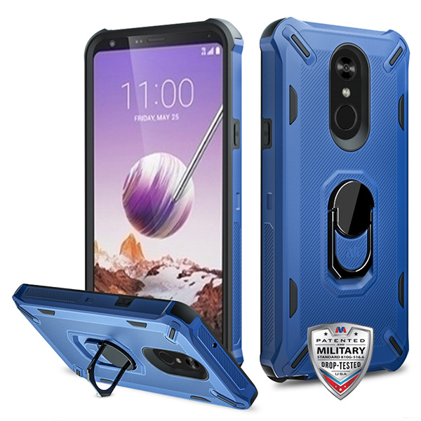 LG Stylo 5 - Mybat Ink Blue/Black Brigade Hybrid Protector Cover (with Ring Stand) (9702)