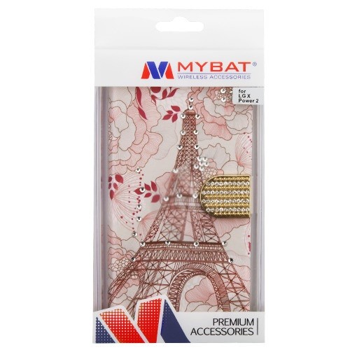 LG X Charge / Power 2 MyJacket Wallet (with Diamante Belt) - Eiffel Tower Diamante (1290)