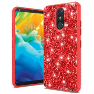 LG Stylo 5 Sparkle Glitter Bling Fused Hybrid - Red (826)