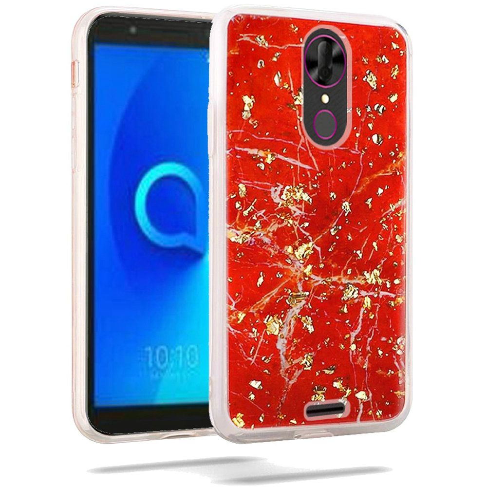 Alcatel Onyx Marble Glitter Case - Red (4863)