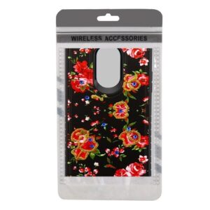 LG Stylo 4 Diamante Hybrid Protector Cover - Romantic Love Flowers / Black(215)