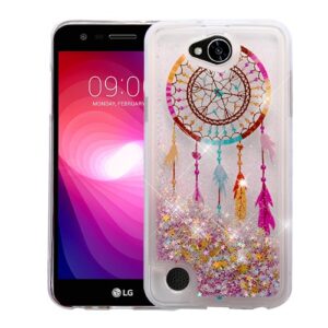 LG X Charge /Power 2 Quicksand Glitter Hybrid Protector Cover - Dream catcher Gold Stars (1296)