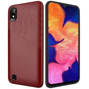 Samsung Galaxy A10e Textured Embossed Lines Hard Plastic PC TPU Hybrid - Red (73)