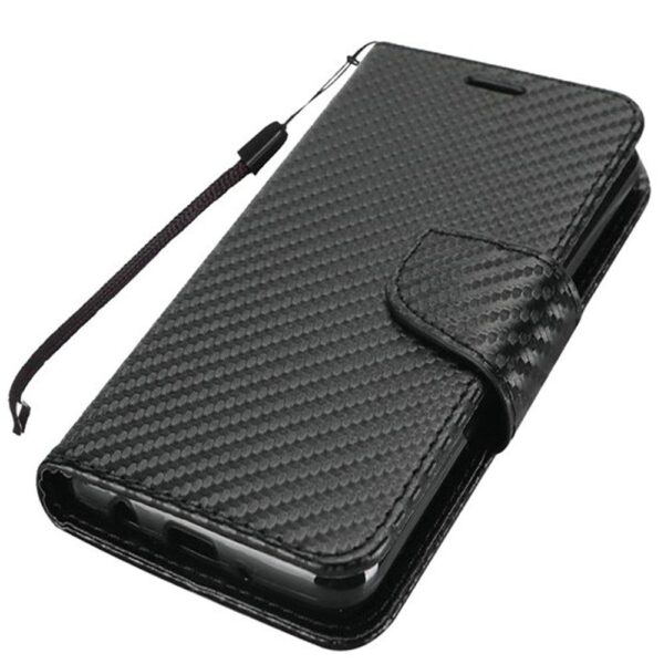 Moto G7 Power G7 Supra Wallet Flip Case Textured Carbon Fiber - Black (875)