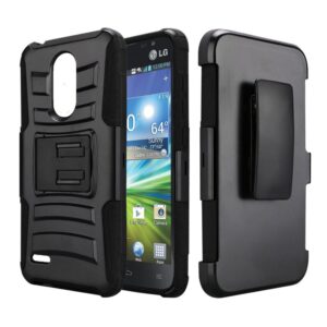 LG Escape Plus Hybrid Side Kickstand With Holster Clip - Black+Black (96)