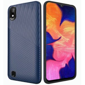 Samsung Galaxy A10e Textured Embossed Lines Hard Plastic PC TPU Hybrid - Dark Blue (74)