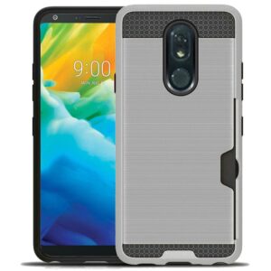 LG Stylo 5 Side Card Holder Brushed Metal Hybrid - Silver (817)