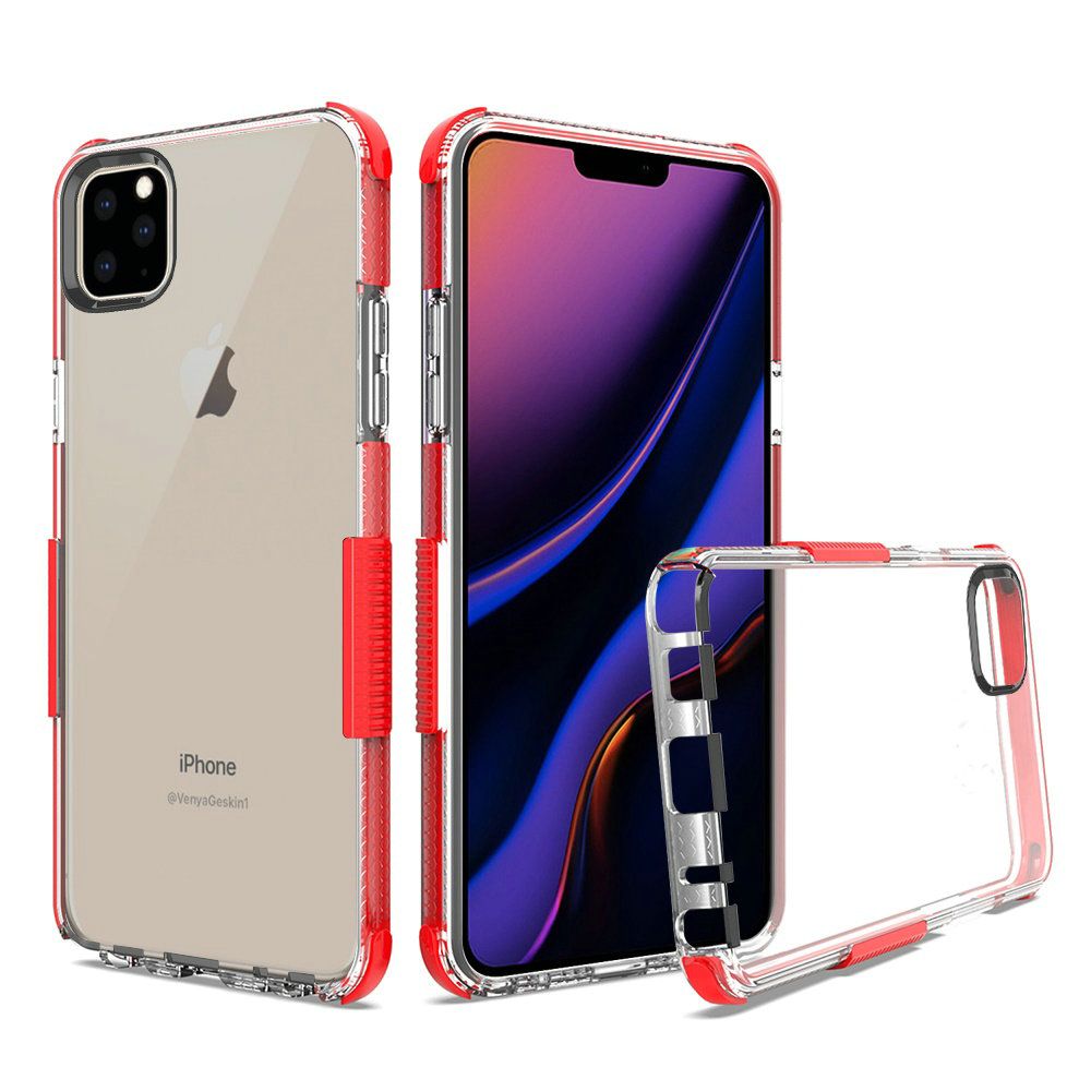Apple iPhone 11 Pro MAX 6.5 Premium Ultra Edge Sturdy Shockproof Bumper- Clear/Red (10955)