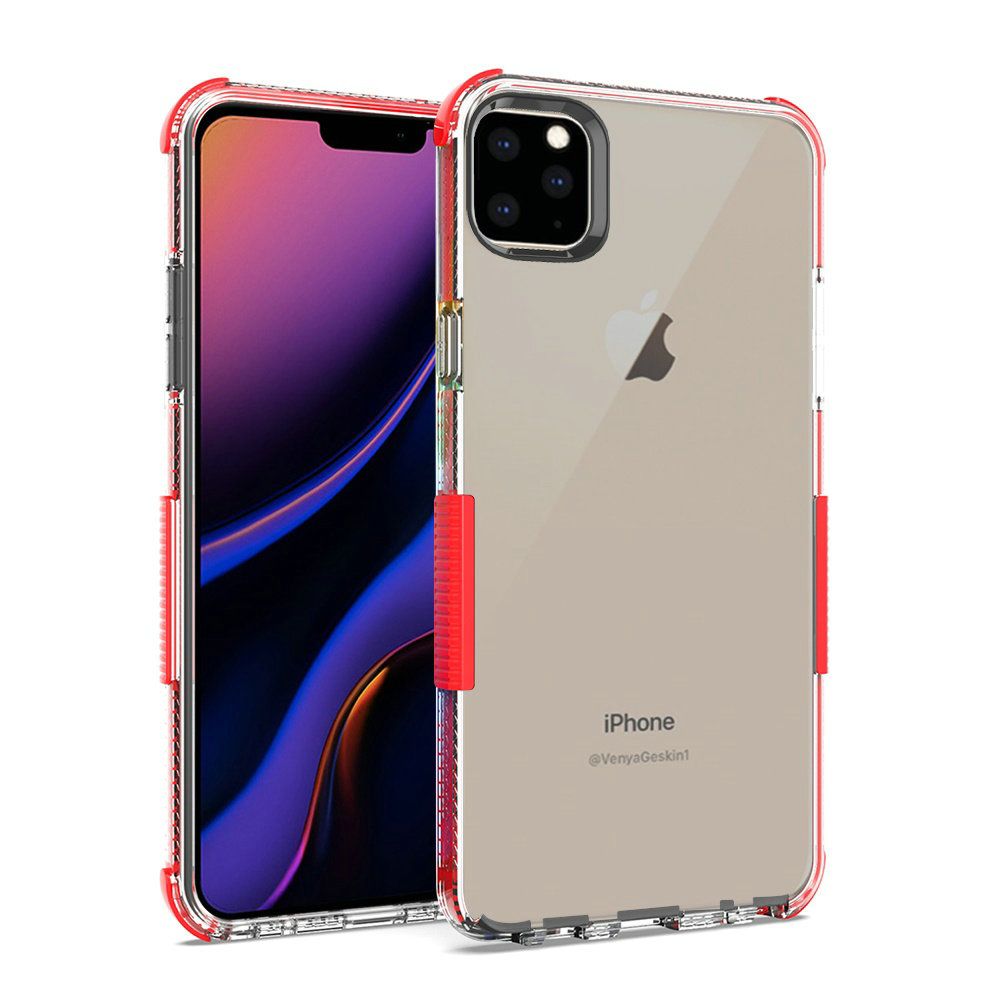 Apple iPhone 11 Pro MAX 6.5 Premium Ultra Edge Sturdy Shockproof Bumper- Clear/Red (10955)