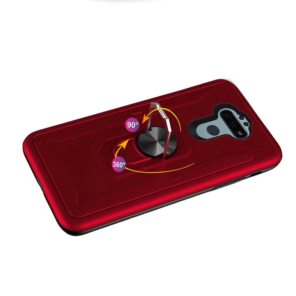 LG Aristo 5, Fortune 3, Tribute Monarch Champion Magnetic Metal Ring Stand 360 degree Rotation Cover - Red (9958)