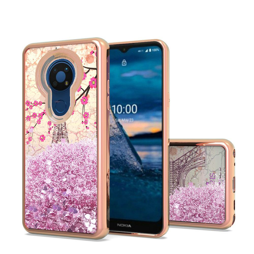 Nokia C5 Endi Design Water Quicksand Glitter Case Cover - Eiffel Tower Paris (10359)